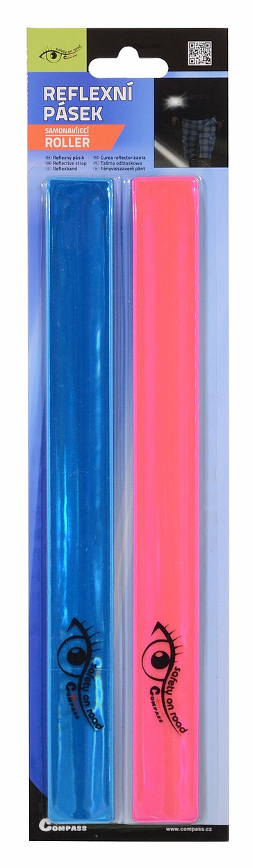 Pásek reflexní ROLLER 2ks růžový + modrý