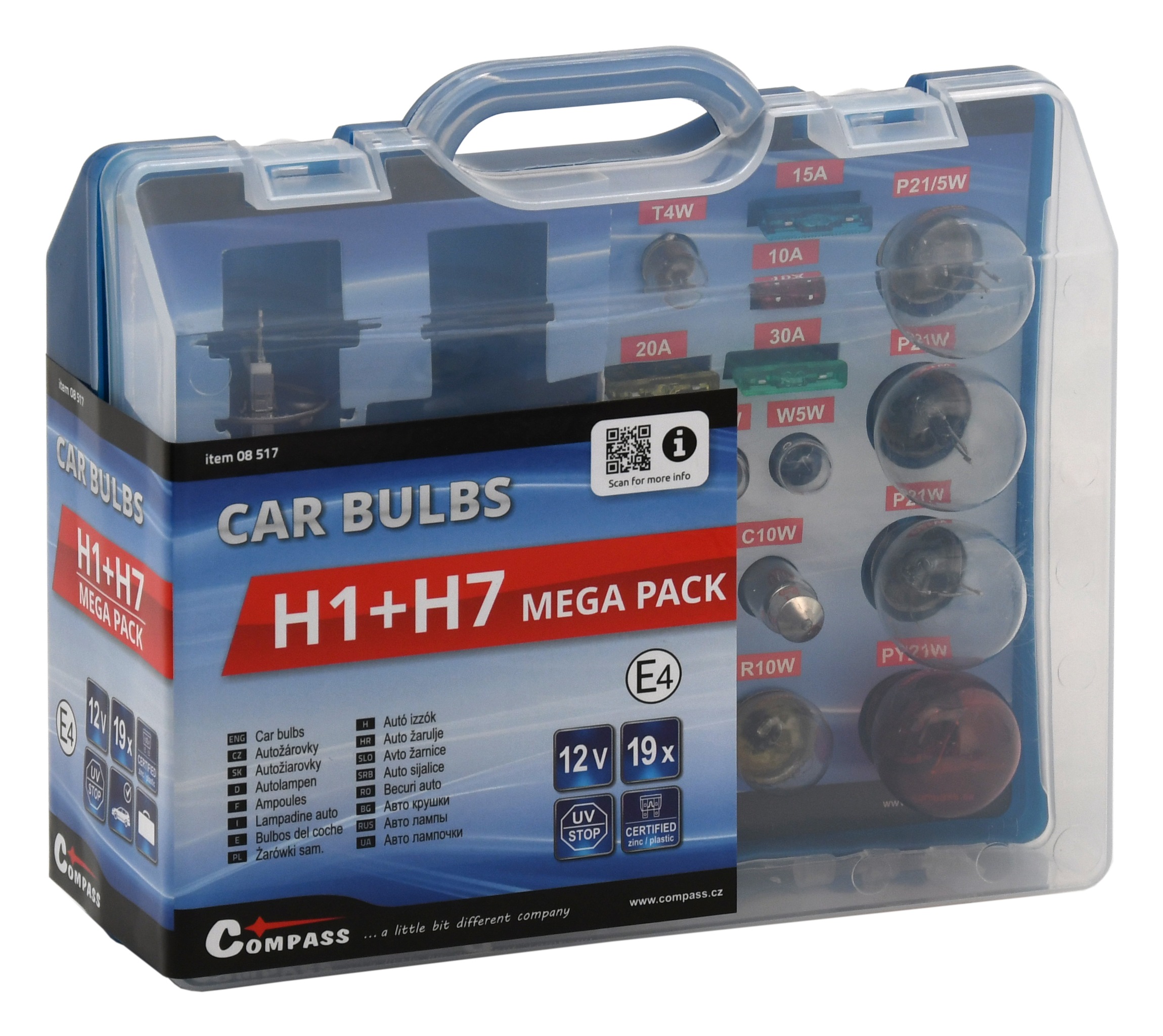 Žárovky 12V servisní box MEGA H1+H7+pojistky