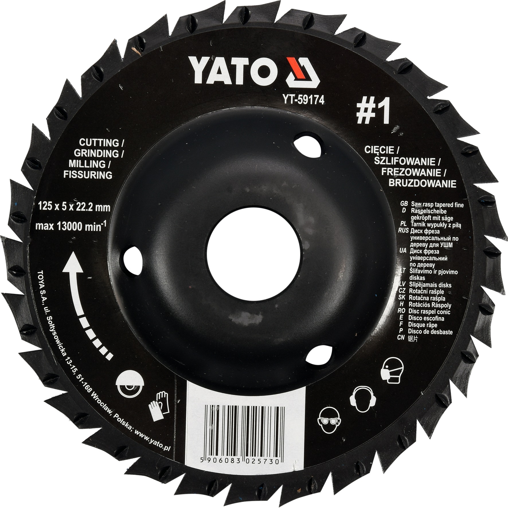 YATO YT-59174 Rotační rašple pilková úhlová 125 mm typ 1