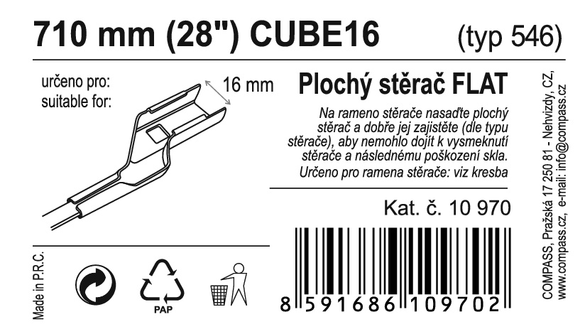 Stěrač FLAT BULK (CUBE16) 28"/710mm