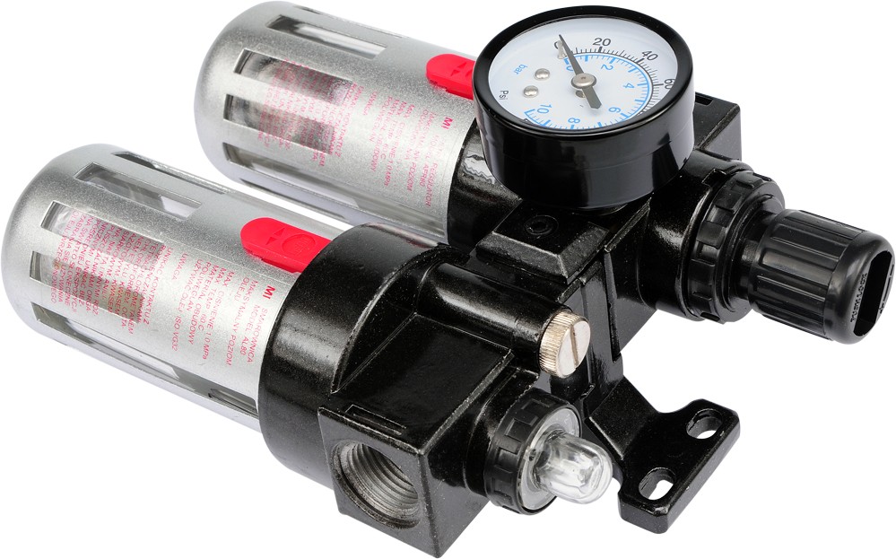 Regulátor tlaku vzduchu 1/2", 0-1MPa, s filtrem a přimazáváním